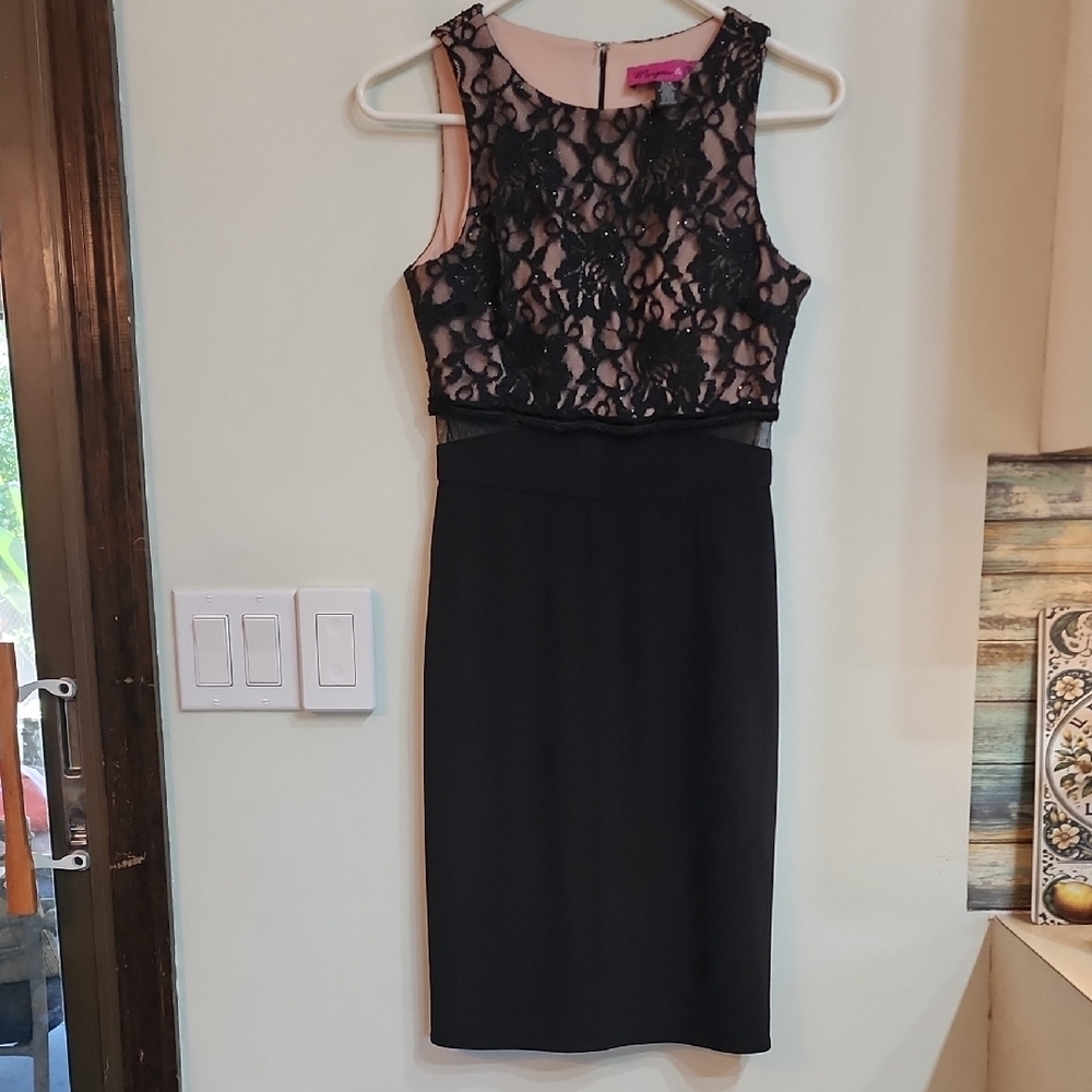 Vintage Black Lace Overlay Dress